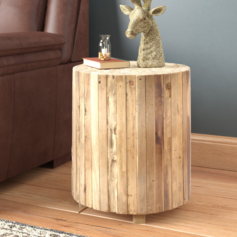 Loon Peak Hopper Solid Wood Drum End Table & Reviews Wayfair